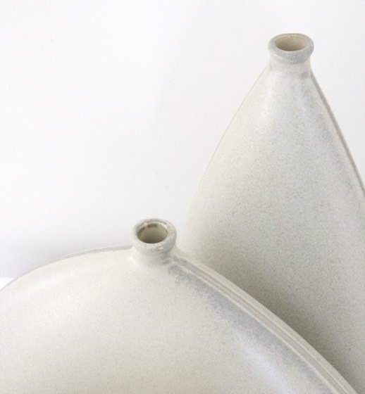 The vases’ narrow necks rising from their bodies